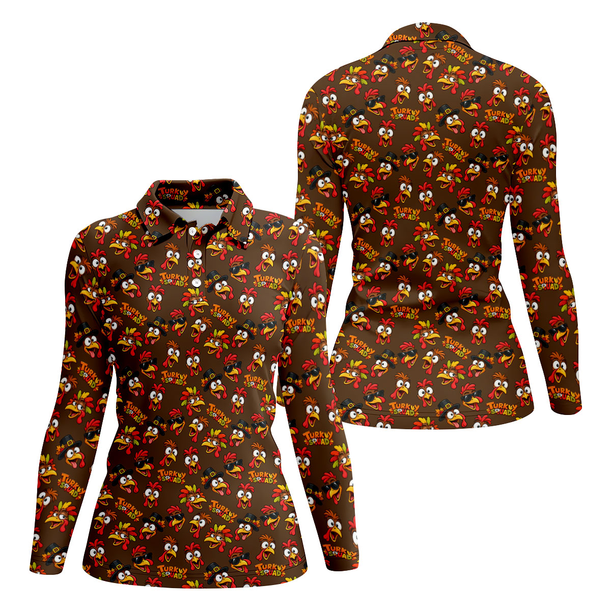 Turkey Squadgiving Thanksgiving Golf Shirt, Womens Golf Tops, Womens Golf Apparel