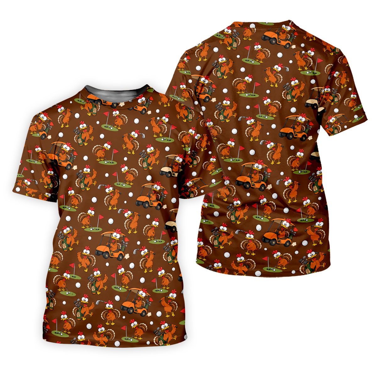 Golfgiving Turkey Cart Thanksgiving Golf Shirt, Mens Golf Polo, Golf Shirts For Men