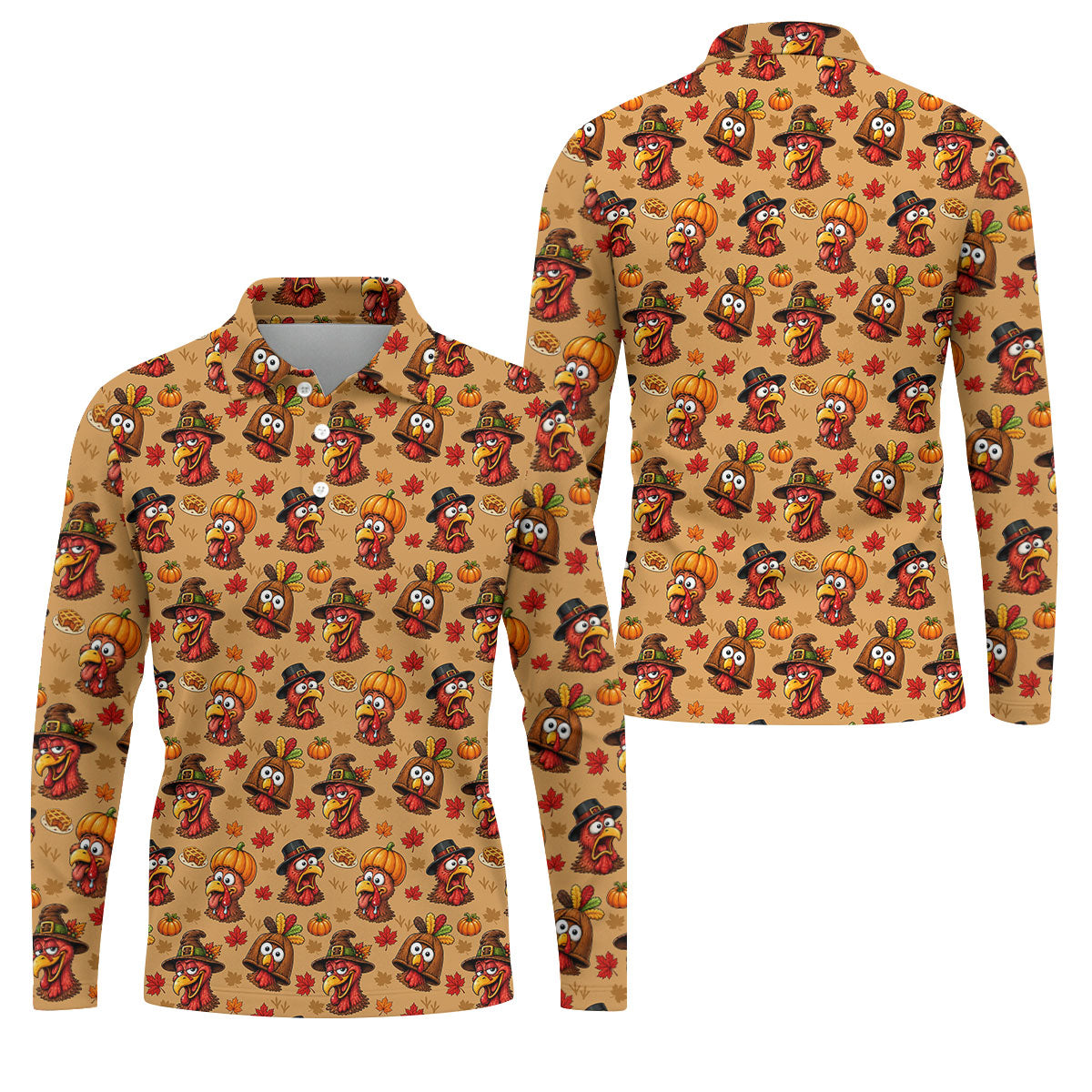 Pumpkingiving Thanksgiving Golf Shirt, Mens Golf Shirts, Mens Holiday Golf Shirts