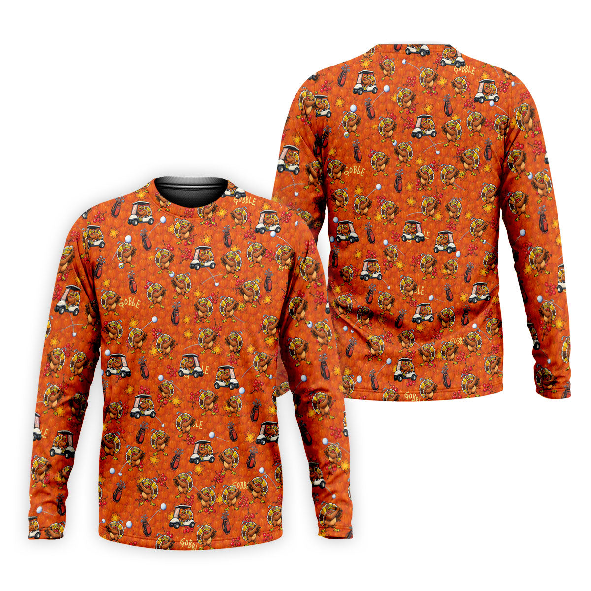 Thanksgiving Cartoon Turkey Golf Shirt, Golf Shirts For Men, Mens Holiday Golf Shirts