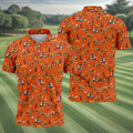 Thanksgiving Cartoon Turkey Golf Shirt, Golf Shirts For Men, Mens Holiday Golf Shirts