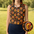 Thanksgiving Turkey Medallion Golf Shirt, Womens Golf Tops, Golf Shirts For Women