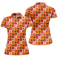 Thanksgiving Pumpkin Checker Turkey Golf Shirt, Womens Golf Tops, Ladies Golf Shirts