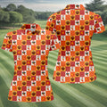 Thanksgiving Pumpkin Checker Turkey Golf Shirt, Womens Golf Tops, Ladies Golf Shirts