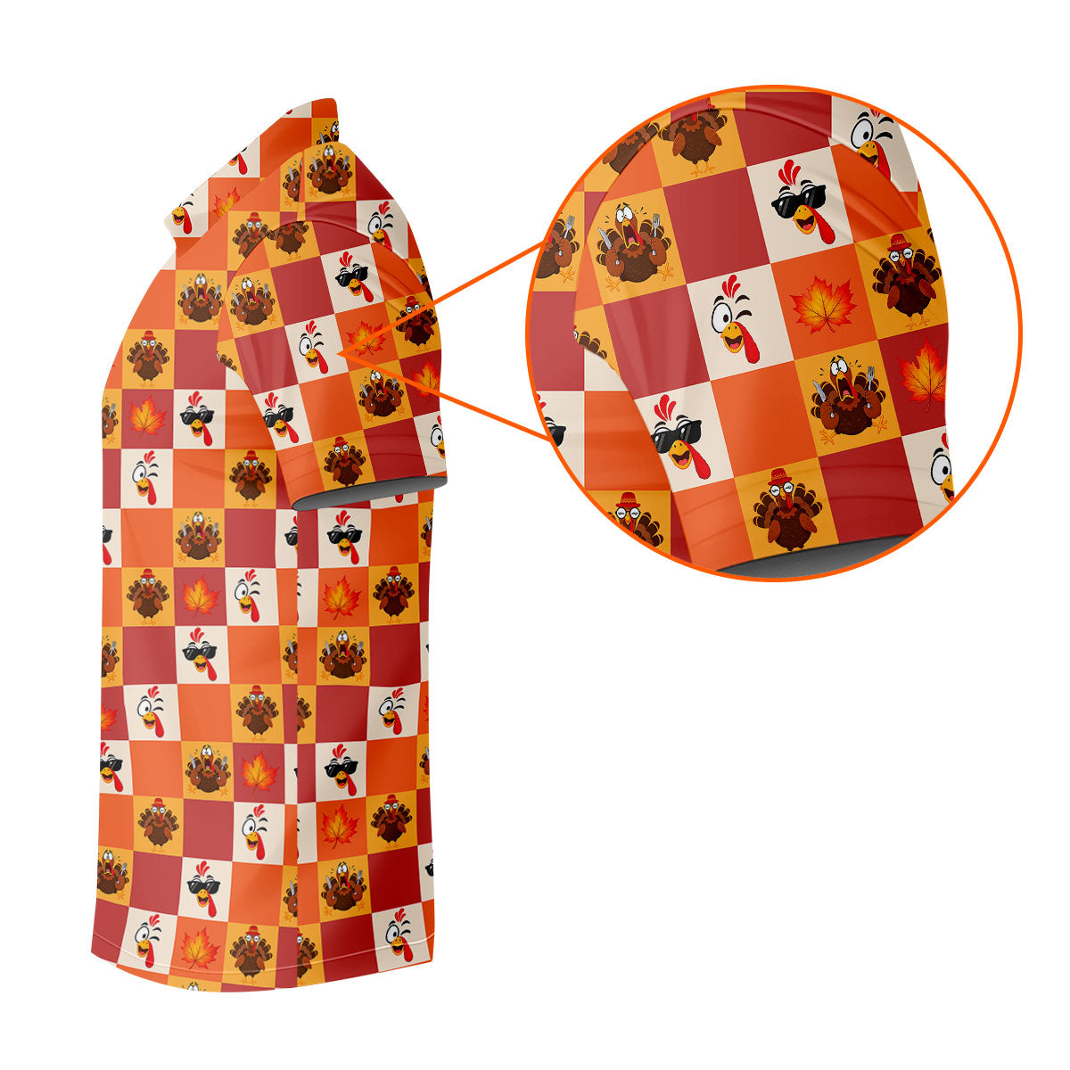 Thanksgiving Pumpkin Checker Turkey Golf Shirt, Womens Golf Tops, Ladies Golf Shirts