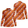 Thanksgiving Pumpkin Checker Turkey Golf Shirt, Womens Golf Tops, Ladies Golf Shirts