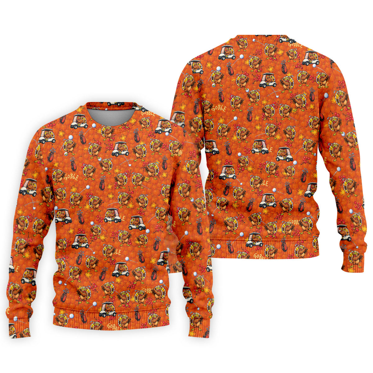 Thanksgiving Cartoon Turkey Golf Shirt, Golf Shirts For Men, Mens Holiday Golf Shirts