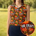 Thanksgiving Oh Snap Pumpkin Golf Shirt, Ladies Golf Shirts, Womens Golf Apparel
