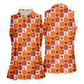 Thanksgiving Pumpkin Checker Turkey Golf Shirt, Womens Golf Tops, Ladies Golf Shirts