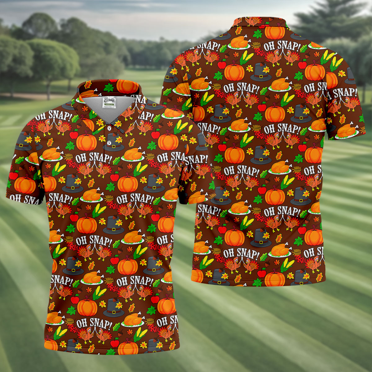 Thanksgiving Oh Snap Pumpkin Golf Shirt, Mens Golf Polo, Mens Holiday Golf Shirts