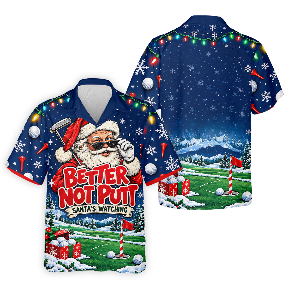 Better Not Putt Santa Christmas Golf Shirt, Golf Shirts For Men, Mens Golf Apparel