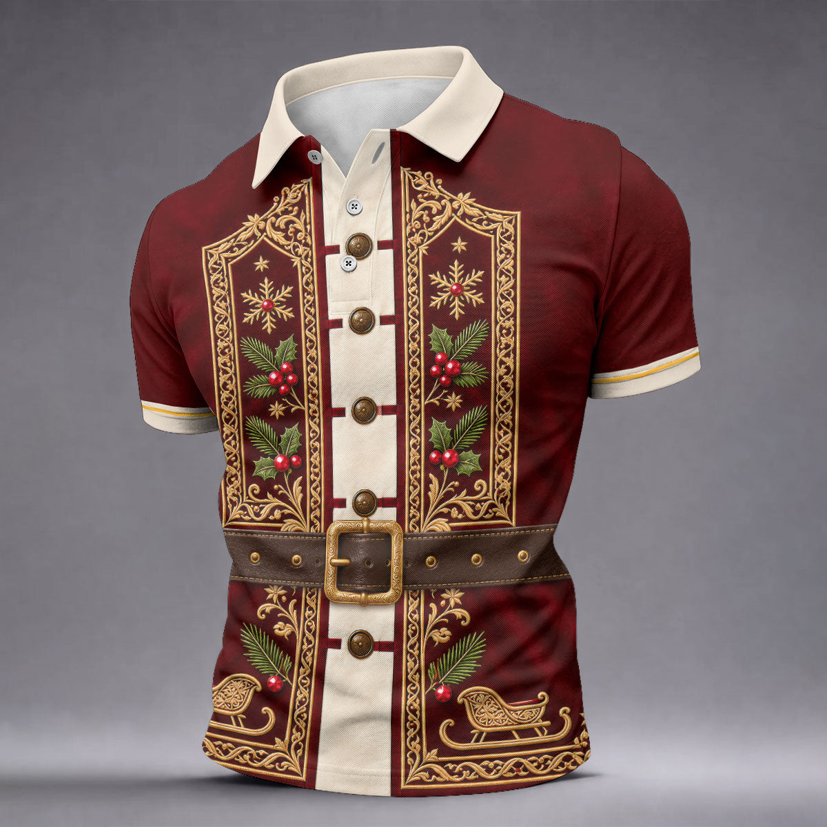 Vintage Tapestry Christmas Golf Shirt, Golf Shirts For Men, Funny Mens Golf Shirts