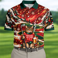 Cat Beer Snow Christmas Golf Shirt, Golf Shirts For Men, Mens Holiday Golf Shirts