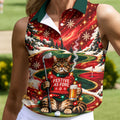 Funny Cat Beer Snow Christmas Golf Shirt, Womens Golf Tops, Golf Shirts For Women