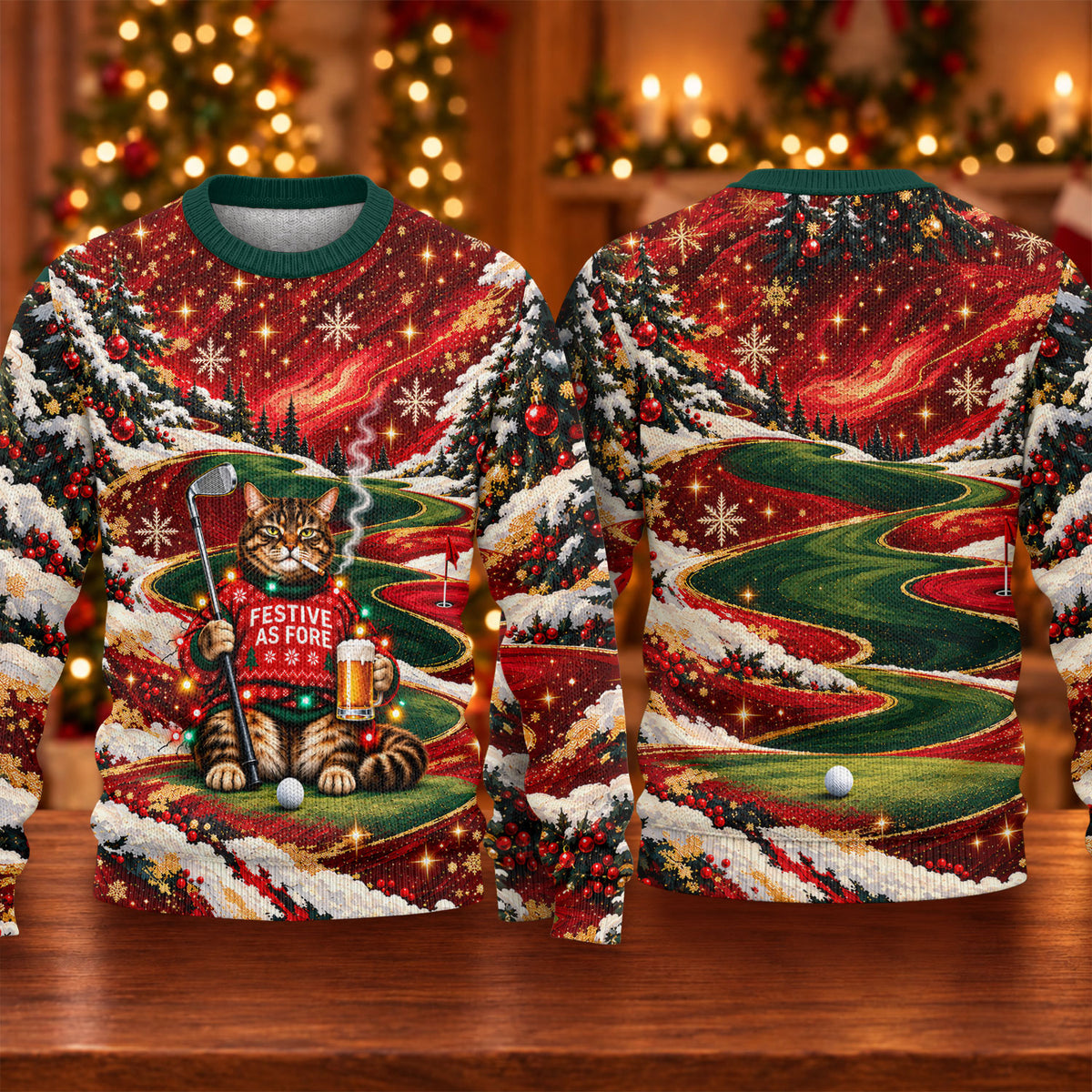 Ugly Christmas Sweater Cat Beer Snow, Ugly Sweater Party, Funny Christmas Outfit