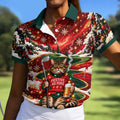Funny Cat Beer Snow Christmas Golf Shirt, Womens Golf Tops, Golf Shirts For Women