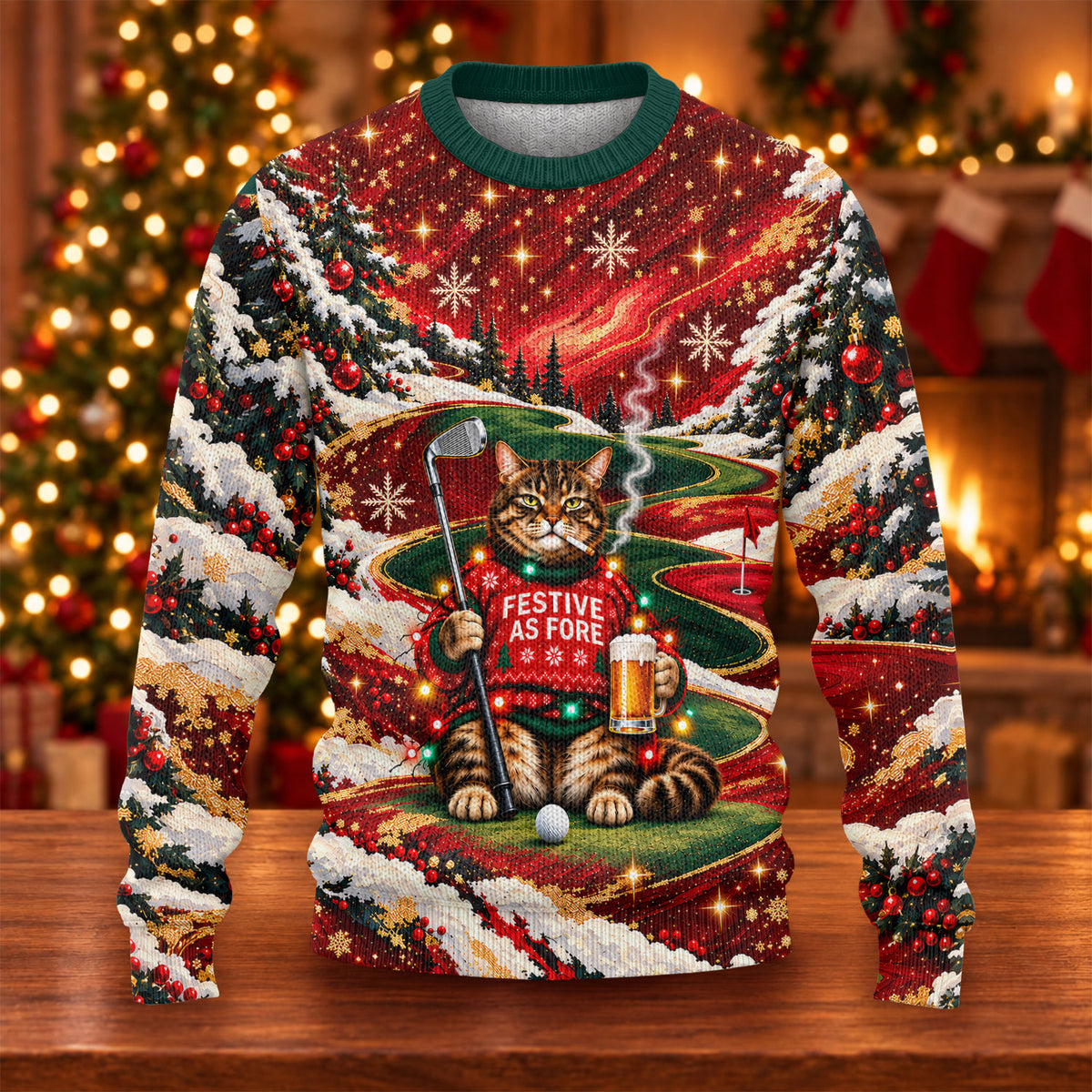 Ugly Christmas Sweater Cat Beer Snow, Ugly Sweater Party, Funny Christmas Outfit
