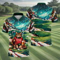 Aurora Cat Beer Christmas Golf Shirt, Mens Golf Shirts, Mens Holiday Golf Shirts