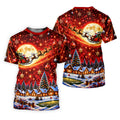 Santa Sleigh Comet Christmas Golf Shirt, Mens Golf Polo, Mens Holiday Golf Shirts