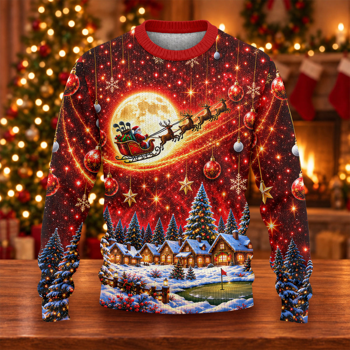 Ugly Christmas Sweater Santa Sleigh Comet, Ugly Sweater Party, Funny Holiday Sweater
