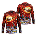 Santa Sleigh Comet Christmas Golf Shirt, Mens Golf Polo, Mens Holiday Golf Shirts