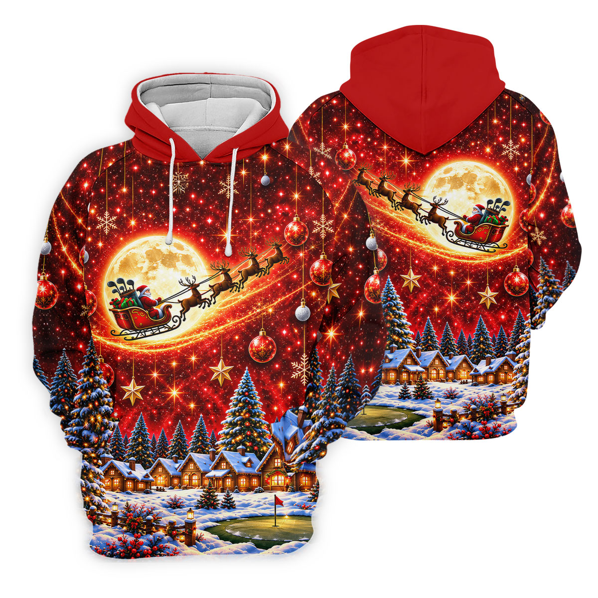 Santa Sleigh Comet Christmas Golf Shirt, Ladies Golf Shirts, Womens Golf Apparel