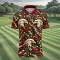 Eagle Pattern Christmas Golf Shirt, Golf Gifts For Men, Mens Holiday Golf Shirts