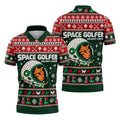 Space Golfer Christmas Golf Shirt, Funny Mens Golf Shirts, Mens Holiday Golf Shirts