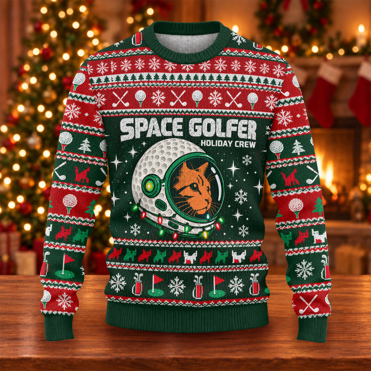 Ugly Christmas Sweater Space Golfer, Christmas Golf Gift, Funny Christmas Outfit