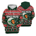 Space Golfer Christmas Golf Shirt, Funny Mens Golf Shirts, Mens Holiday Golf Shirts