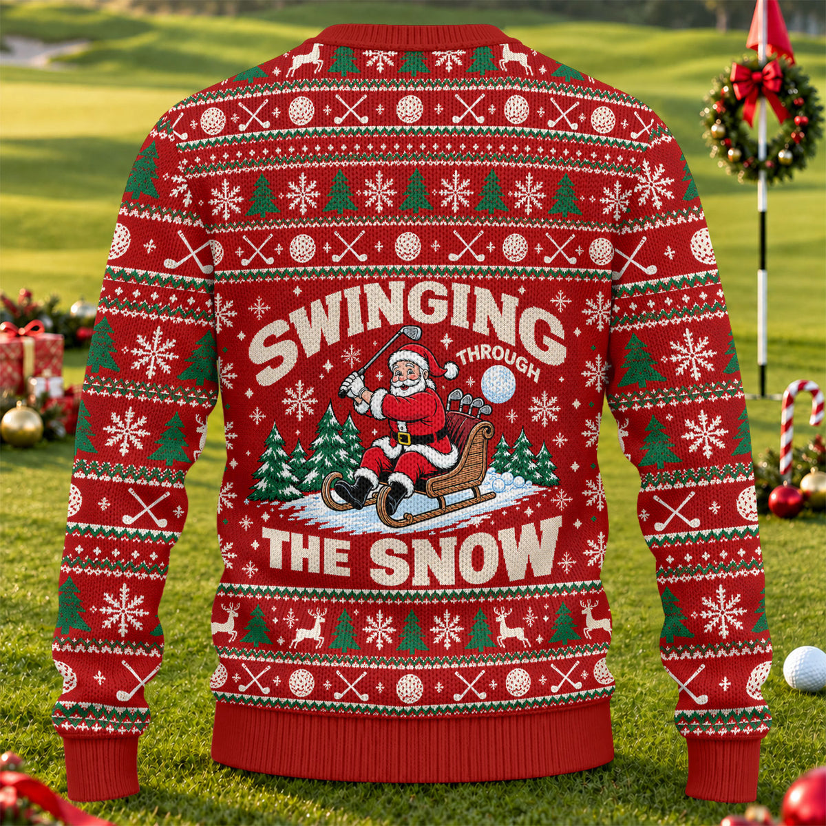 Ugly Christmas Sweater Swinging In The Snow, Ugly Sweater Party, Golf Lover Gifts