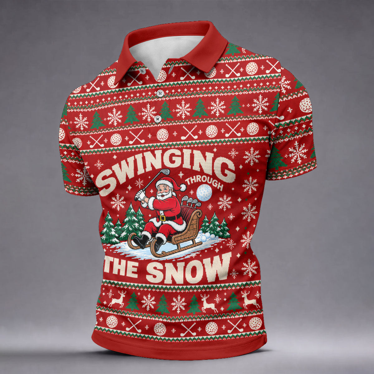 Swinging In The Snow Christmas Golf Shirt, Mens Golf Polo, Funny Mens Golf Shirts