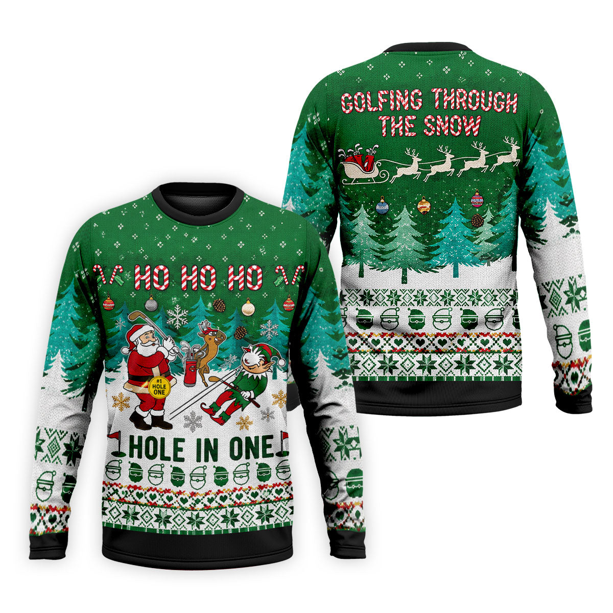 Santa Hole In One Christmas Golf Shirt, Mens Golf Shirts, Funny Mens Golf Shirts