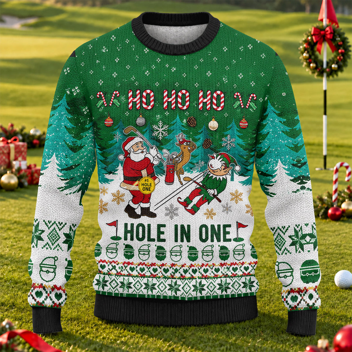 Ugly Christmas Sweater Santa Hole In One, Ugly Sweater Party, Christmas Sweater Gift