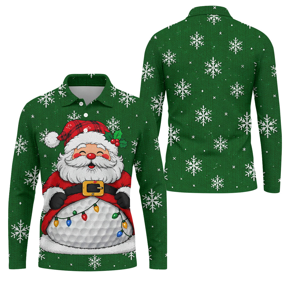 Santa Golf Ball Snowman Christmas Golf Shirt, Mens Golf Polo, Golf Shirts For Men