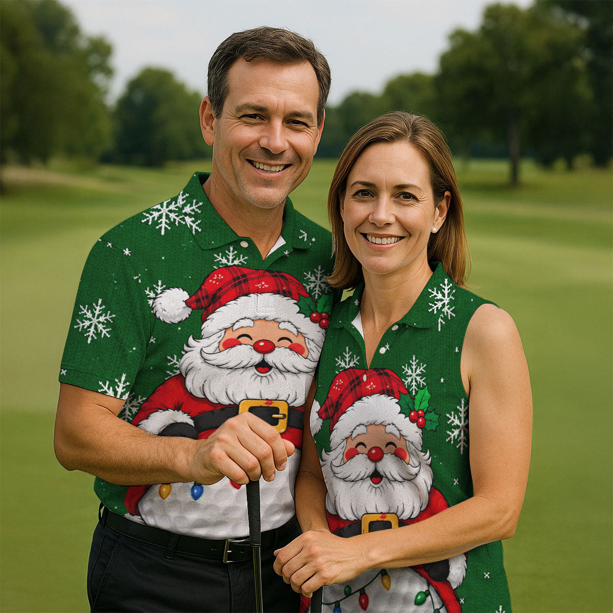 Santa Golf Ball Snowman Christmas Golf Shirt, Mens Golf Polo, Golf Shirts For Men