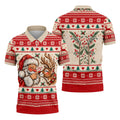 Santa Reindeer Christmas Golf Shirt, Mens Golf Apparel, Mens Holiday Golf Shirts