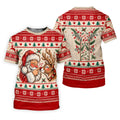 Santa Reindeer Christmas Golf Shirt, Mens Golf Apparel, Mens Holiday Golf Shirts