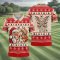 Santa Reindeer Christmas Golf Shirt, Mens Golf Apparel, Mens Holiday Golf Shirts