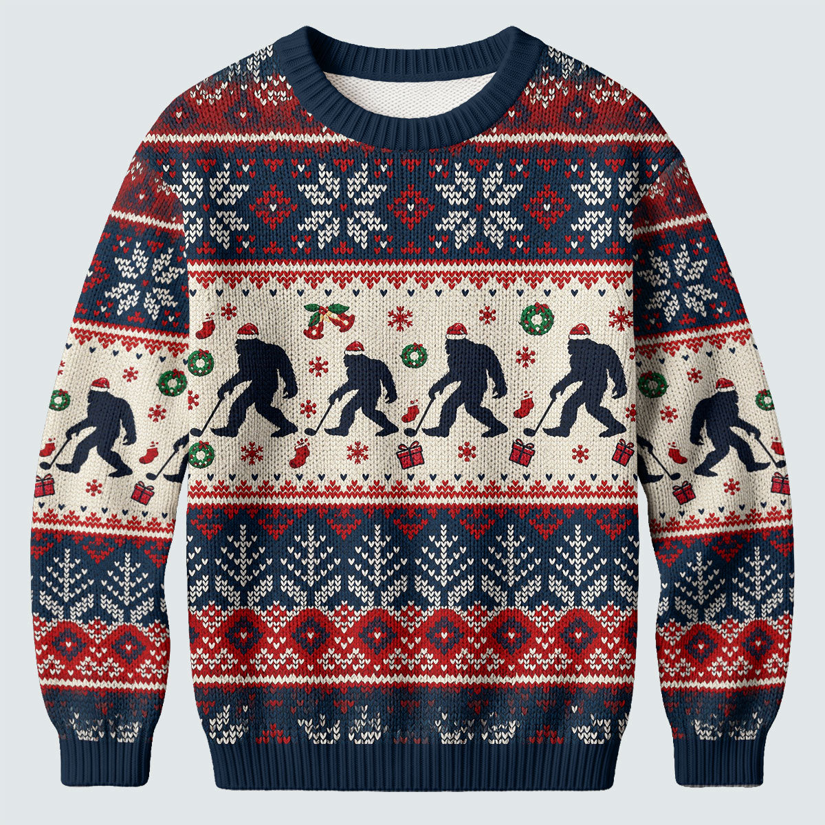 Ugly Christmas Sweater Bigfoot Santa, Christmas Golf Gift, Funny Holiday Sweater