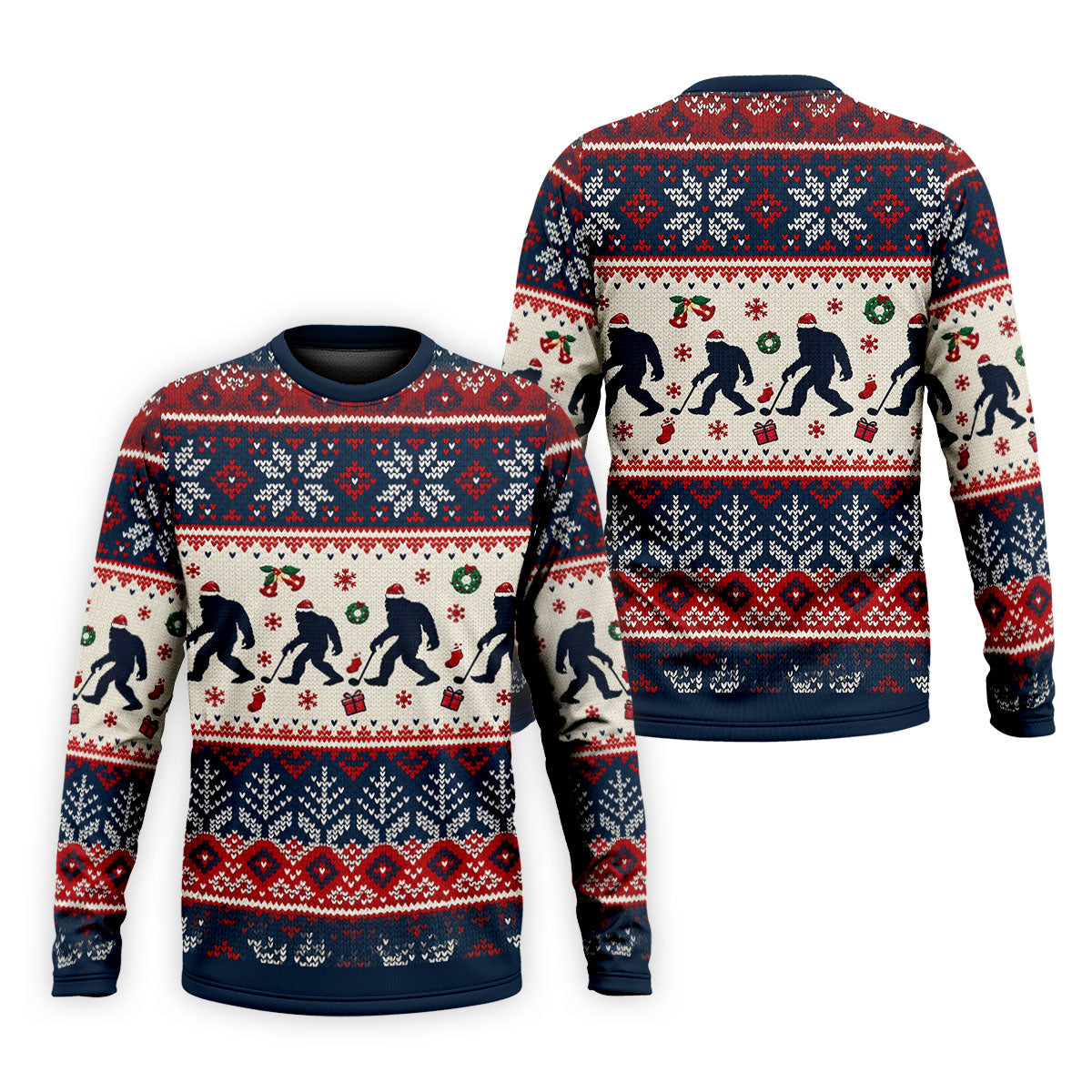Bigfoot Santa Christmas Golf Shirt, Mens Golf Clothing, Mens Holiday Golf Shirts