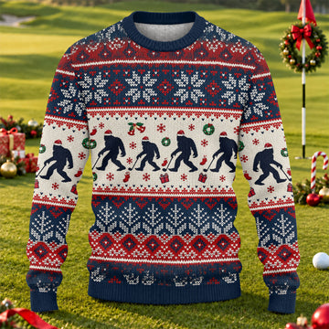 Ugly Christmas Sweater Bigfoot Santa, Christmas Golf Gift, Funny Holiday Sweater
