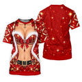 Glitter Santa Bra Fur Trim Christmas Golf Shirt, Ladies Golf Shirts, Womens Golf Tops