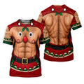 Reindeer Hairy Chest Abs Christmas Golf Shirt, Womens Golf Tops, Golf Gifts For Women