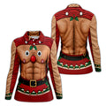 Reindeer Hairy Chest Abs Christmas Golf Shirt, Womens Golf Tops, Golf Gifts For Women