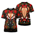 Poinsettia Busty Bells Christmas Golf Shirt, Ladies Golf Shirts, Womens Golf Clothing