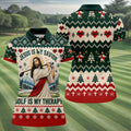 Jesus Savior Golf Therapy Christmas Golf Shirt, Womens Golf Apparel, Ladies Golf Tops