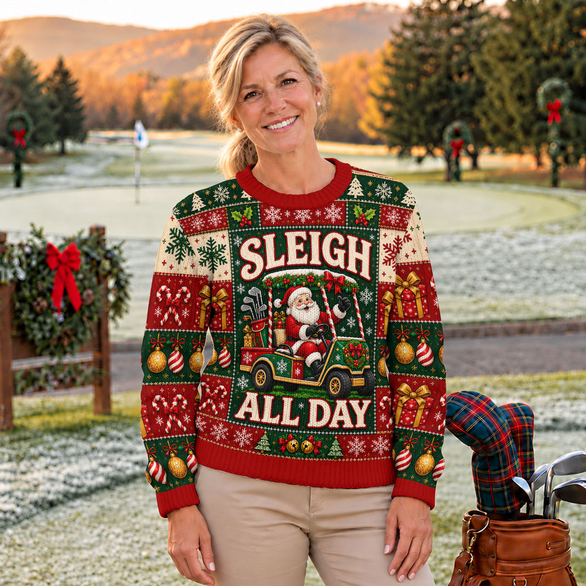 Sleigh All Day Santa Ugly Christmas Sweater, Christmas Gifts, Funny Christmas Outfit