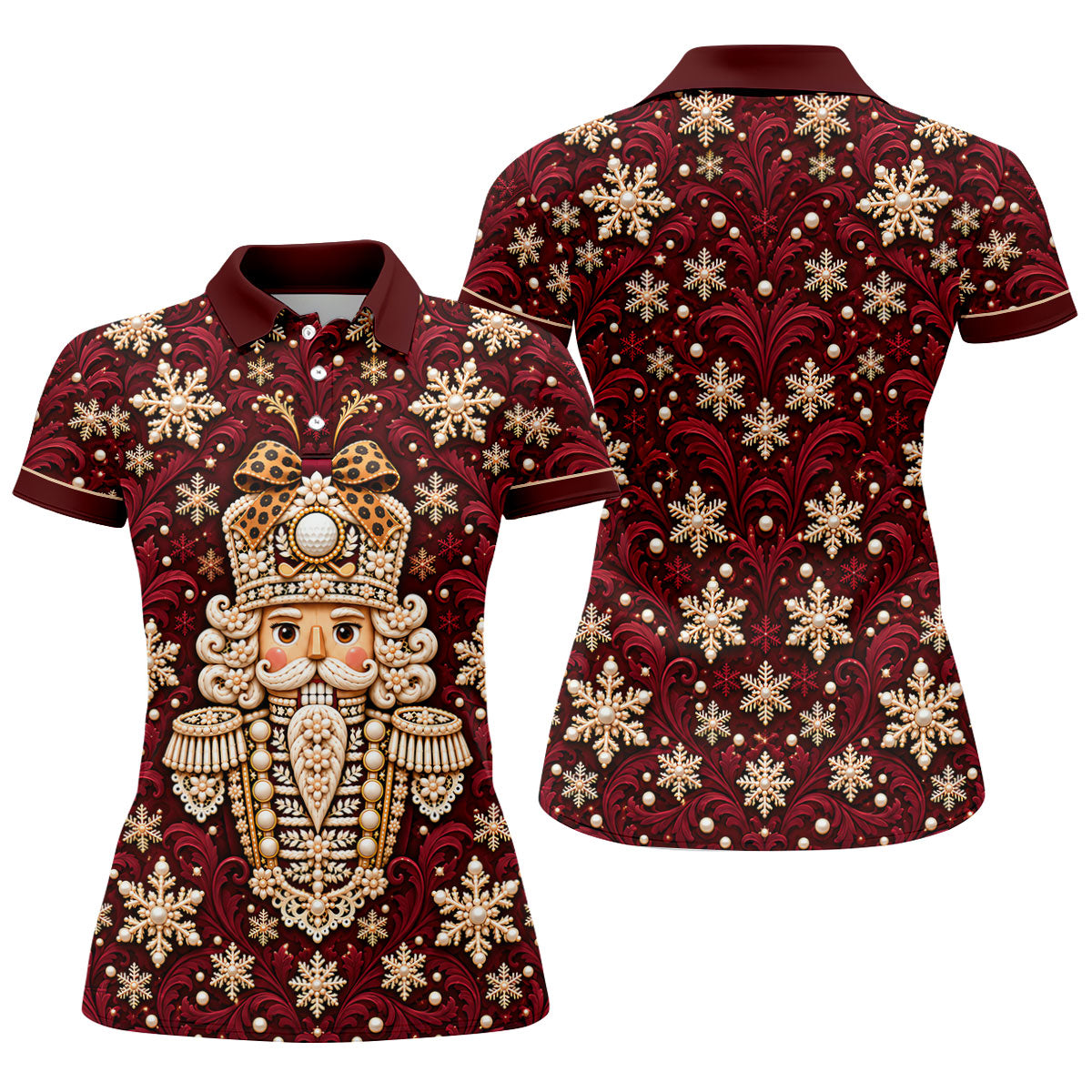 Pearl Nutcracker Christmas Golf Shirt, Womens Golf Apparel, Golf Shirts For Women