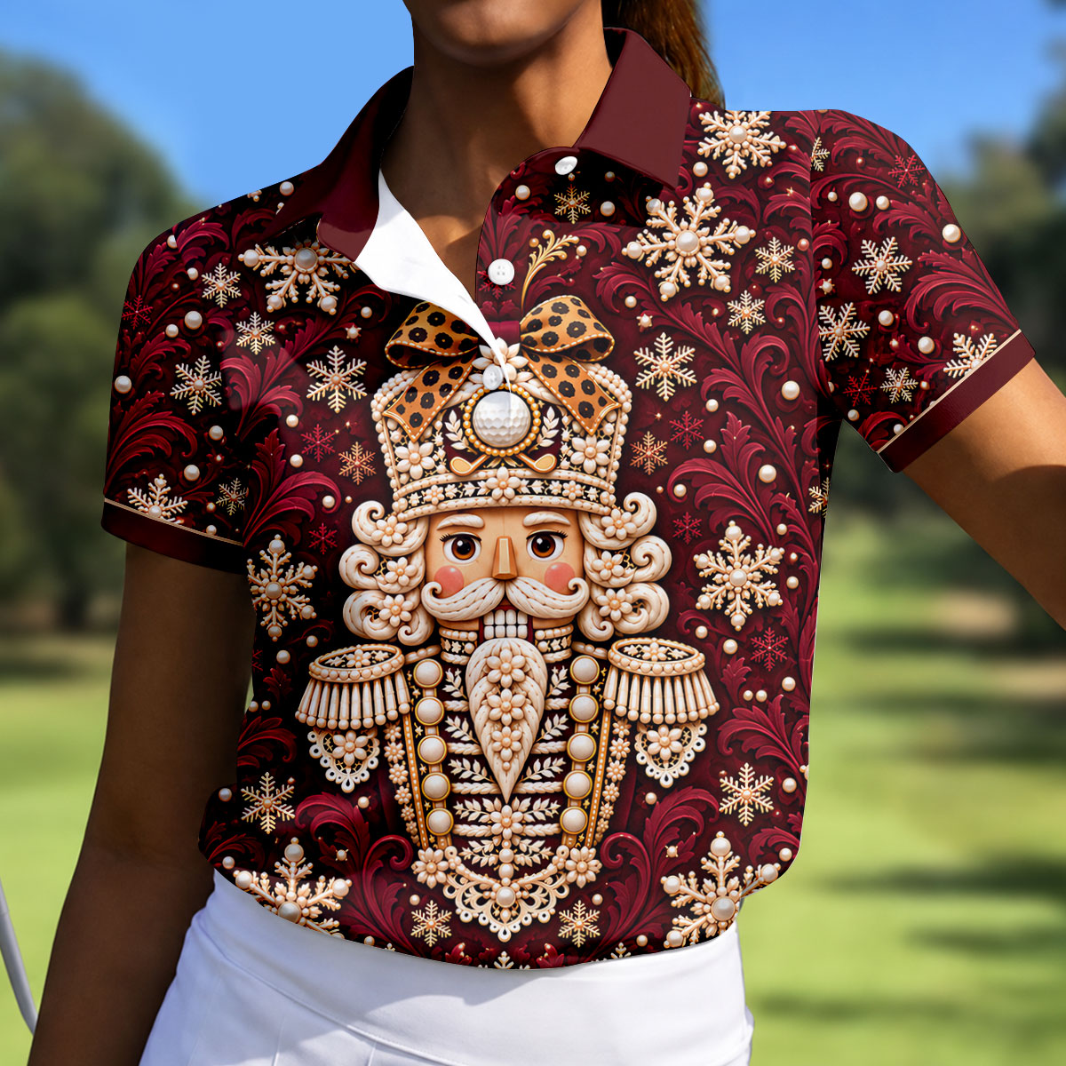 Pearl Nutcracker Christmas Golf Shirt, Womens Golf Apparel, Golf Shirts For Women
